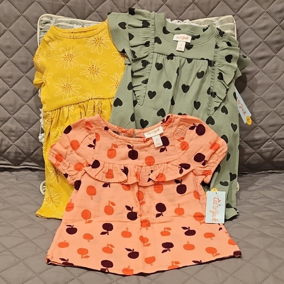 Cat & Jack Other - Cat & Jack Set of 3 Casual Dresses  Green and Pink Yellow